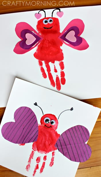 Handprint Love Bug Valentine Craft for Kids | CraftyMorning.com Vday Crafts, Saint Valentin Diy, Valentines Bricolage, February Crafts, Valentine's Day Crafts For Kids, Preschool Valentines, Valentine Activities, Toddler Valentines, Valentine Crafts For Kids