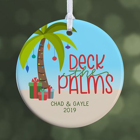 Beachy Christmas Cards, Luau Christmas, Tropical Christmas Decorations, Tropical Christmas Ornaments, Sports Ornaments, Glitter Ornaments Diy, Christmas Palm Tree, Hawaiian Christmas, Christmas Festivities