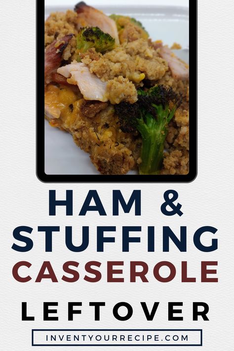 Quick Ham Casserole Recipe. The perfect leftover ham recipe. Baked ham cut into bit-size pieces and combined with stuffing, broccoli, and cheddar cheese soup. Baked in the over until golden brown. leftover casserole recipes thanksgiving | ham casserole recipes leftover | ham leftovers casserole easy recipes Ham Stuffing Casserole, Ham And Stuffing Casserole, Leftover Casserole Recipes, Ham Casserole Recipes Leftover, Casserole Recipes Thanksgiving, Ham Slices Recipes, Ham Casseroles, Healthy Dinner Casseroles, Ham Casserole Recipes