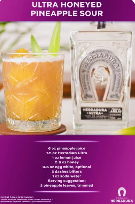 Pineapple Sour, Pineapple Leaves, Yummy Alcoholic Drinks, Soda Water, Boozy Drinks, Drinks Alcohol, Mixed Drinks Recipes, Cocktail Drinks Recipes, Fall Drinks