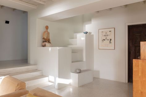 A House in Mykonos Filters Traditional Cycladic Hospitality Through Vintage Sophistication | Yatzer Architecture Research, Terrazzo Floors, Mykonos Island, Timber Windows, Wooden Ceilings, Minimalist Architecture, One Bedroom Apartment, Chic Home Decor, Objects Design