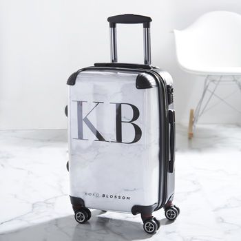 Personalised Marble Suitcase By Koko Blossom | notonthehighstreet.com Marble Suitcase, Personalized Suitcase, Honeymoon Gift, Weekend Bags, Airport Aesthetic, Large Suitcase, Cabin Bag, Honeymoon Gifts, Personalized Luggage