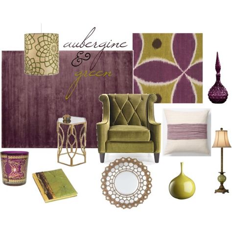 I am about to paint my living room this green. It's be cool to swap the brown I have in there for aubergine at some point. Thanks Tamea! Room Decor Purple, Purple Living Room, Green Living Room, Trendy Living Rooms, Brown Living Room, Living Room Green, Green Rooms, Living Room Colors, New Living Room