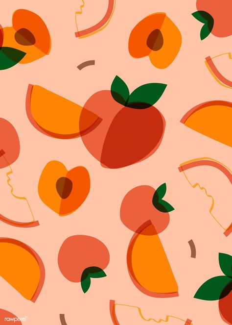 Tropical peach fruit pattern vector | free image by rawpixel.com / NingZk V. Illustration Fruit, Fruits Pattern, 심플한 그림, Peach Art, Fruit Wallpaper, Peach Fruit, Food Patterns, Fruit Illustration, Cute Patterns Wallpaper