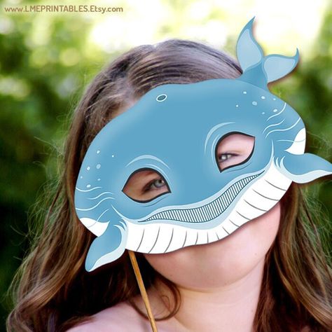 Whale Printable Mask Halloween Costume Blue Whale Pool Party Beach Sea Animals Acuatic DIY Animal Masks Photobooth Children Adult Cetacean Whale Printable, Printable Animal Masks, Printable Mask, Mask Printable, Mask Halloween Costume, Book Character Day, Whale Stuffed Animal, Printable Masks, Bird Costume