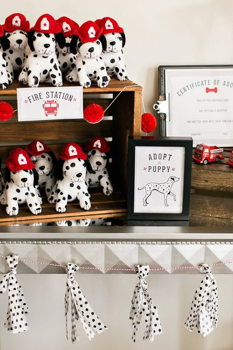 Industrial & Modern Fire Truck + Puppy Birthday Party // Hostess with the Mostess® Firefighter Fourth Birthday, Firehouse Birthday Party Ideas, Fire Department Party, Three Year Old Fire Truck Birthday, Vintage Firetruck Birthday Party, Sound The Alarm Birthday, Firehouse Birthday Party, Fire Truck Birthday Party Ideas Cake, Firemen Birthday Party Ideas