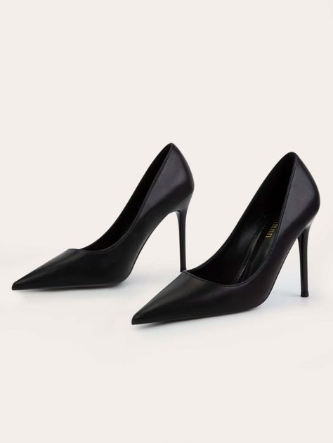 Black Elegant    Plain Court Pumps    Women Shoes Formal Black Shoes Women, Court Heels Outfit Classy, Black Heels Classic, Plain Black Heels, Corporate Heels, Black Classy Heels, Sleek Black Closed Toe Court Shoes, Corporate Shoes Women, Black Court Heels