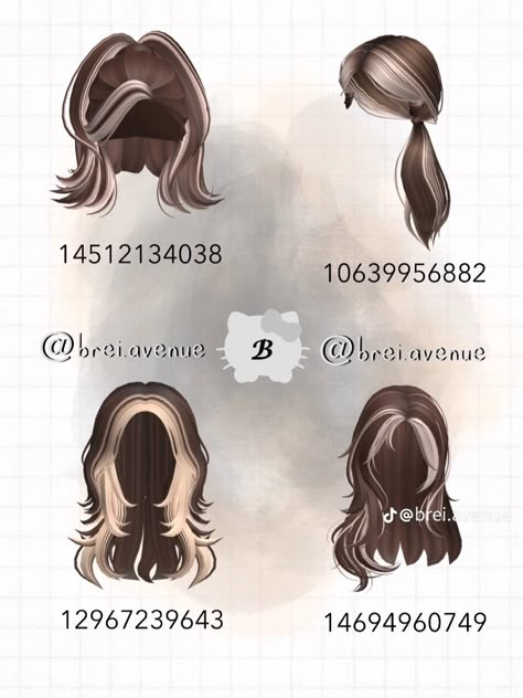 Black Hair Id Roblox, Roblox Hair Codes, Black To Blonde Hair, Brown Hair Roblox, Pelo Cafe, Fancy Dress Code, Two Toned Hair, Bloxburg Outfits, Brookhaven Codes