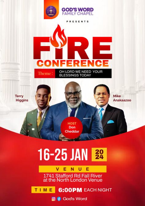 Fire Conference church flyer Fire Conference Flyer, Church Service Flyer Design, Creative Church Flyer Designs, Church Poster Design Ideas, Church Conference Flyer Design, Conference Flyer Design, Church Poster Ideas, Church Conference, Nigeria Flag