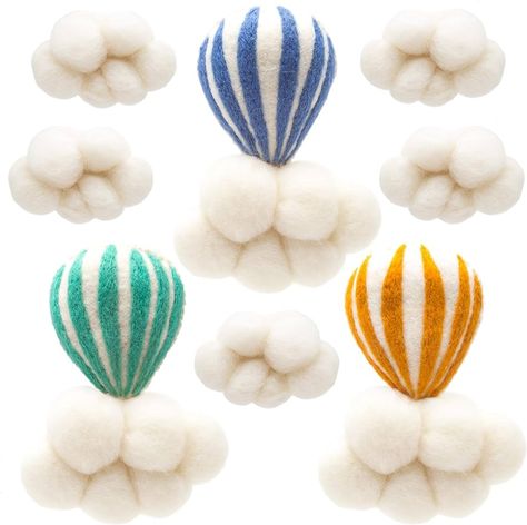 Amazon.com: GLACIART ONE Hot Air Balloon & Cloud Decoration | Hanging Wall Decor, Bedroom Wall Banners, Room Wall Accessories or Ceiling Mobile | Use for Garland Wall Decor or Mobile for Crib | Great Gift Idea : Home & Kitchen Garland Wall Decor, Ceiling Mobile, Mobile For Crib, Balloon Cloud, Cloud Decor, Hot Air Balloon Decorations, Blowing Up Balloons, Balloon Clouds, Bed Wall Decor