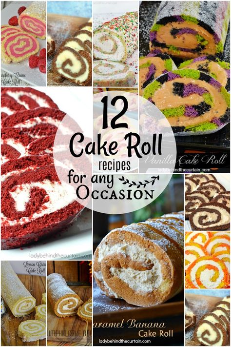 12 Cake Roll Recipes. If you're in the market for a good cake roll recipe then this is the place to be! Whether you're planning a Christmas party or Ladies Chocolate Roll Up Cake, Hoho Cake Roll, Pattern Cake Roll Recipes, Holiday Cake Roll Recipes, Cake Roll With Design, Cake Roll Decorating Ideas, Fall Cake Roll Recipes, Candy Cane Cake Roll, Spice Cake Roll Recipe