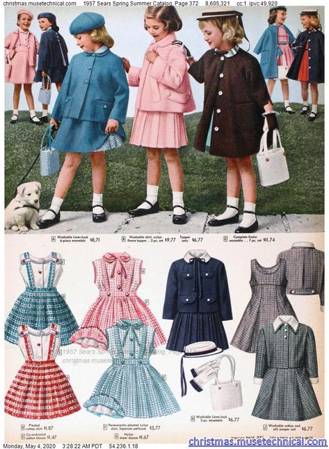 1950s Kids Fashion, 1950s Girls Fashion, 1950s Girls, Vintage Kids Fashion, Vintage Girls Clothes, Vintage Kids Clothes, 1950 Fashion, Old Fashion Dresses, Moda Vintage