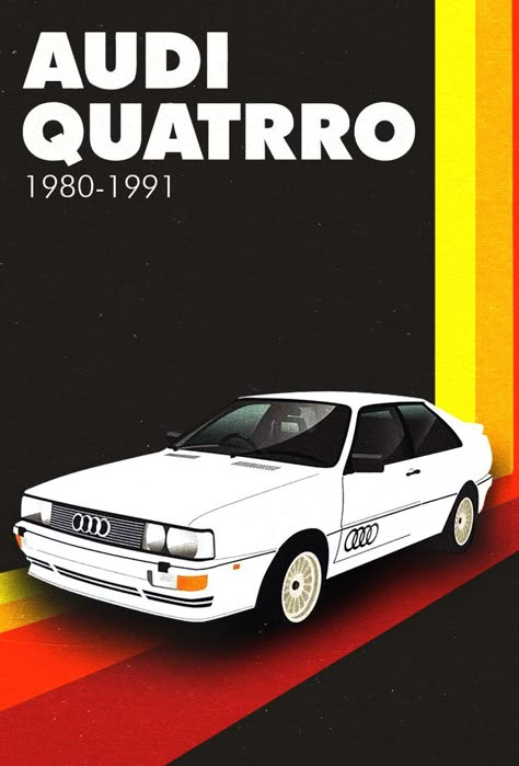 Vintage Poster Design, Racing Posters, Audi Cars, Car Posters, Vintage Poster, Car Art, Audi Quattro, Vintage Posters, Porsche