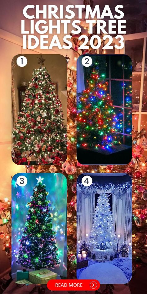 Create a winter wonderland indoors by pairing a white Christmas tree with mesmerizing blue lights. This combination exudes a cool and serene atmosphere, perfect for the season. White Christmas Tree With Multi Colored Lights, Christmas Tree With Blue Lights, Colored Light Christmas Tree Ideas, Christmas Tree With Colored Lights, Blue White Christmas Tree, Christmas Tree Colored Lights, Christmas Tree With Coloured Lights, Blue White Christmas, 2023 Christmas Tree