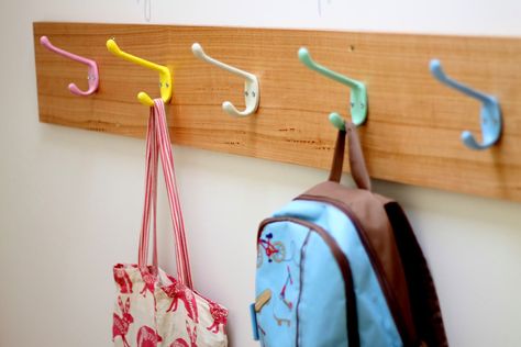 Bag Hooks Wall, School Bag Storage, Backpack Hooks, Kids Wall Hanging, Teacher Decor, Childrens Coats, Jacket Hanger, Bag Hooks, Daycare Design