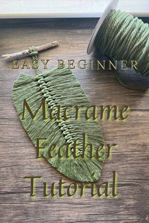 How To Macrame Feathers For Beginners, Yarn Leaves Macrame, Diy Yarn Feather Tutorial, Macrame Feather Tutorial Step By Step, Easy Macrame Leaf, Diy Macrame Leaves Tutorial, Macrame Leaves Wall Hanging Tutorial, How To Make Yarn Leaves, Macrame Feather Diy Tutorial