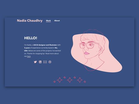 Personal Portfolio Website by Nadia Chaudhry on Dribbble Online Portfolio Design, Portfolio Website Inspiration, Personal Website Design, Personal Portfolio Website, Personal Website Portfolio, Ux Design Portfolio, Logos Vintage, 잡지 레이아웃, Web Portfolio