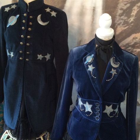 Star Themed Clothes Aesthetic, Celestial Tuxedo, Moon Outfit Male, Blue Velvet Clothes, Fantasy Star Outfit, Star Themed Clothing, Academia Blue Outfit, Celestial Academia Outfit, Cosmic Outfit Aesthetic