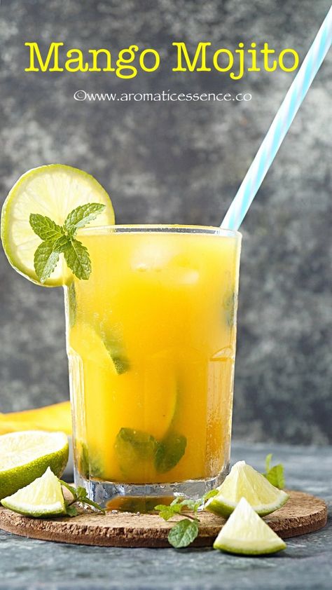 virgin mango mojito Resep Mojito, Mango Mojito Recipe, Mojito Recipes, Mango Rum, Mojito Drink, Resep Juice, Mojito Recept, Mango Mojito, Mojito Recipe