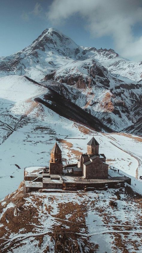 Georgia. Tbilisi. Travel. Winter Caucasus Aesthetic, Georgia Winter, Georgia Landscape, Mystical Places, Georgia Travel, Travel Winter, Cool Pictures Of Nature, Film Set, Winter Photography