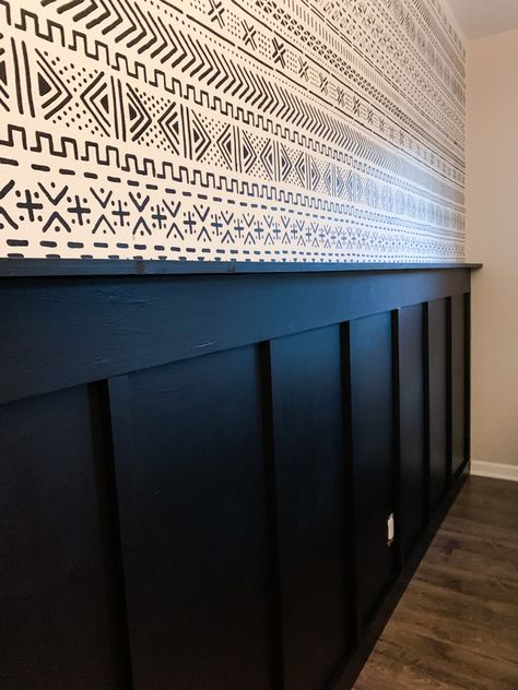 The Black Board & Batten Wall Feature - The Shady Gal Black Board And Batten, Board Batten Wall, Batten Wall, Board Batten, Craftsman Interior, Wall Feature, Board And Batten Wall, Black Board, Wall Stencil