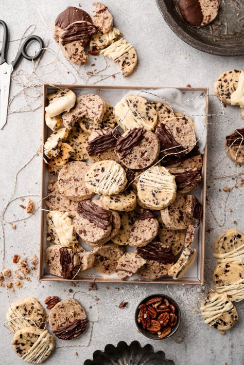 Chocolate Dipped Shortbread Cookies (Two Ways!) Chocolate Dipped Shortbread Cookies, Dipped Shortbread Cookies, Chocolate Dipped Shortbread, Cranberry Shortbread Cookies, Cranberry Shortbread, Pecan Shortbread Cookies, White Chocolate Cranberry Cookies, Chocolate Ganache Filling, Cookie Brownie Bars