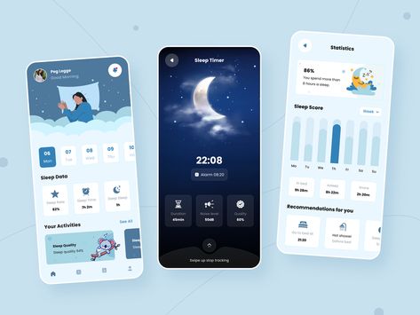 Sleep Tracking App, Sleep Character, Log In Ui, Sleep Icon, Typography Reference, Focus App, Website Moodboard, Sleep App, Ux Design Course