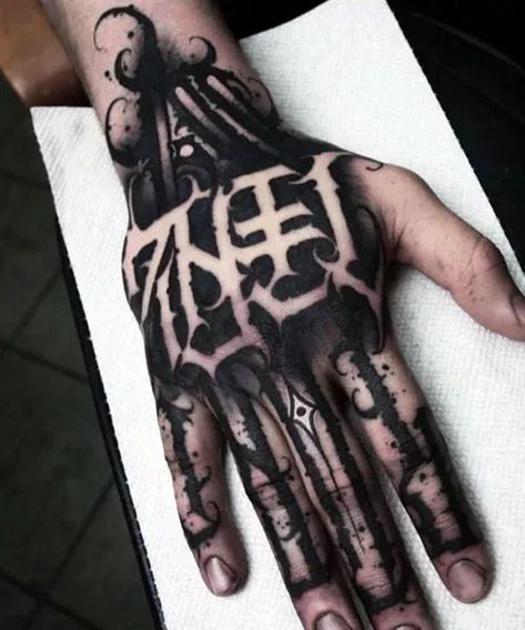 Awesome Full Finger Tattoo Design Ryan Tattoo, Witch Burning, Satanic Tattoos, Lettering Tattoos, Finger Tattoo For Women, Hand And Finger Tattoos, Blackout Tattoo, Finger Tattoo Designs, Tattoo Lettering Fonts