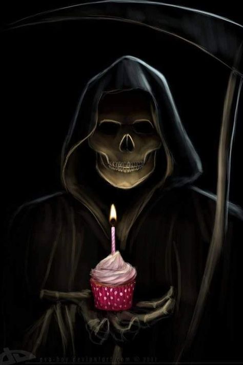 Happy Birthday Gothic, Happy Birthday Skulls, Witchy Birthday, Birthday Wishing, Son Birthday, Don't Fear The Reaper, Grim Reaper Art, Birthday Illustration, Speed Painting