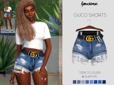 Outfit Sims 4 Cc, Alpha Sims, Gucci Shorts, The Sims 4 Cabelos, Alpha Cc, Sims 4 Traits, The Sims 4 Pc, Muebles Sims 4 Cc, Pelo Sims