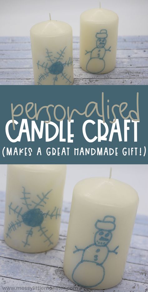 How to make personalised candles with picture on them. Candle artwork. Pictures On Candles, Candle Projects Craft Ideas, Candle Decoration Ideas For Kids, Kids Candle Making, Decorate Candles Diy, Kids Candle Crafts, How To Decorate Candles, Candle Crafts For Kids, Christmas Candle Diy