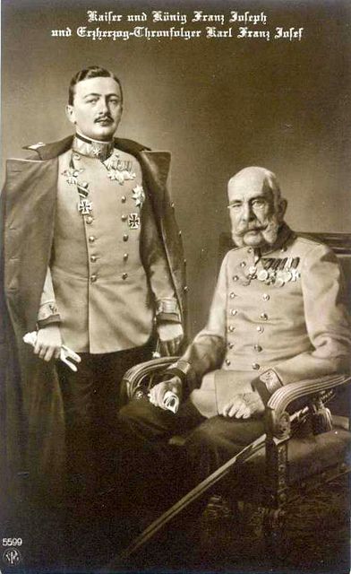 Kaiser Franz Josef I. und Thronfolger Karl Franz Josef by Miss Mertens, via Flickr Karl Franz, Archduke Franz Ferdinand, Habsburg Austria, Central Powers, Franz Ferdinand, Franz Joseph, Austrian Empire, 17 August, Charles I