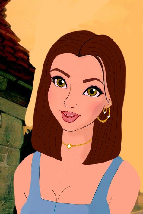 Short Brown Hair Pfp Cartoon, Princess With Short Hair, Cartoon Short Hair, New Baby Dress, Baby Logo Design, Disney Background, Disney Princess Drawings, Belle Disney, Romantic Anime Couples