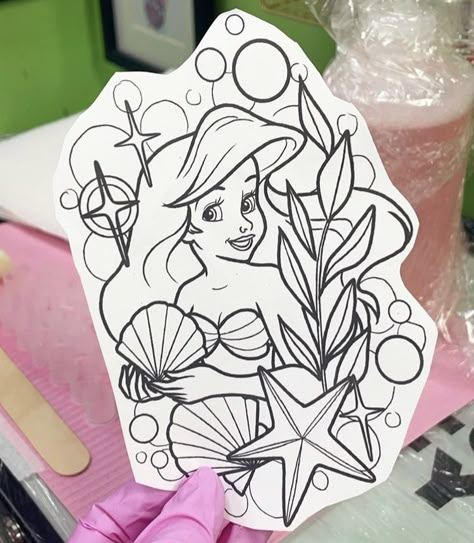 Disney Princess Tattoo Designs, Magic Carpet Tattoo, Stitch Tattoo Stencil, Ariel Tattoo The Little Mermaid, Disney Princess Tattoo Sleeve, Disney Flashsheets Tattoo, Disney Tattoo Sleeves For Women, Disney Tattoos Ariel, Disney Tattoo Flash