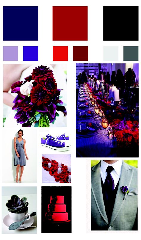 red and purple and black wedding color scheme - some of my inspiration Purple Teal And Red Wedding, Red Blue And Purple Wedding, Red Purple Black Wedding Color Schemes, Purple And Red Wedding Theme, Purple And Red Wedding, Black Grooms, Purple And Black Wedding, Red Purple Wedding, Wedding Colors Black