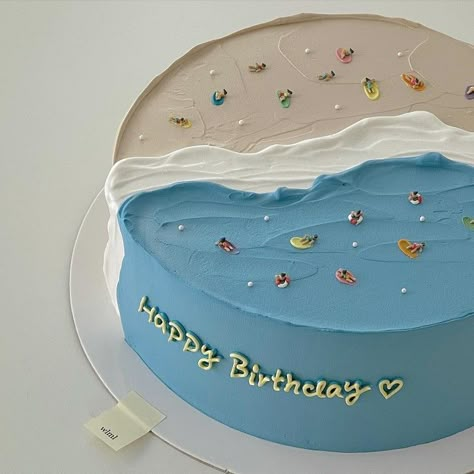 Birthday Cake Beach Aesthetic, Break Up Cake, Cake Ideas Blue, Lighthouse Cake, Paint Cake, 20 Birthday Cake, Ocean Cakes, Blue Desserts, Chocolate Shake