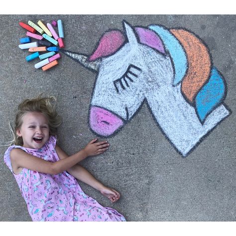 Sidewalk Chalk Art Ideas, Chalk Art Ideas, Unicorn Poop, Sidewalk Chalk Art, Genuine Smile, Sidewalk Chalk, Chalk Art, Creative Outlet, Craft Activities For Kids