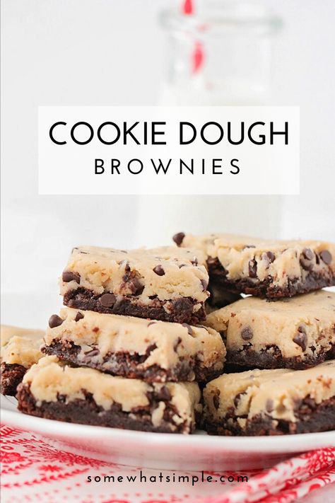 Brownie With Cookie Dough On Top, Brownies With Cookies On Top, Cookie Dough And Brownie Recipes, Cookie Dough Brownie Bars, Brownie Cookie Dough Bars, Cookie And Brownie Together, Brownie And Cookie Dough Recipe, Brownie With Cookie Dough, Cookie Dough Brownies Recipe