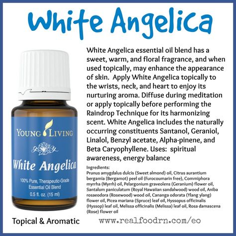 White Angelica Essential Oil Pin White Angelica Essential Oil, Raindrop Technique, Young Living Products, Oils For Energy, White Angelica, Yl Oils, Yl Essential Oils, Essential Oil Benefits, Young Living Oils