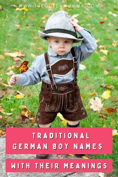 Do you have a German heritage that you want to honor? Or, have you fallen in love with this beautiful country while traveling? Or, are you looking for a name that is just different from the most common ones out there? How about German boy names? #GermanBabyNames #TraditionalBabyNames #NameswithMeanings German Names And Meanings, German Names Boy, German Boy Names, German Last Names, Traditional Boy Names, German Baby Names, N Names, Meaningful Baby Names, German Names