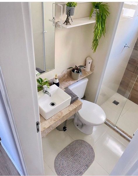 Small Toilet Design, Small Space Bathroom Design, Toilet And Bathroom Design, Bilik Air, Small Bathroom Layout, Small Bathroom With Shower, Small Bathroom Interior, Small Space Bathroom, Bathroom Decor Luxury