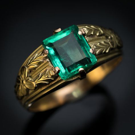 Antique Mens Rings, Russian Emerald, Mens Emerald Rings, Mental Institution, Bijoux Art Nouveau, Inexpensive Jewelry, Mens Gemstone Rings, Ring Man, Diamond Engagement Rings Vintage