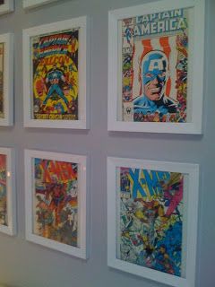 The Real Life Mom: {Project: Nursery} Vintage Boys Room, Comic Book Room, Superhero Prints, Superhero Nursery, Superhero Bedroom, Superhero Room, Vintage Comic Books, Vintage Boys, Trendy Bedroom