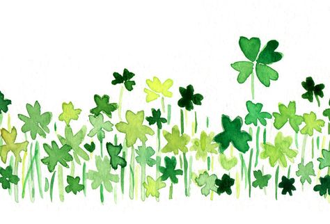 The Pink Pagoda: Happy St. Patrick's Day! Clover Field, Lucky Clover, Luck Of The Irish, Sumi E, Watercolor Cards, St Patrick’s Day, Clover Leaf, Minimalist Art, Original Watercolor Painting