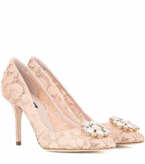 Wedding Outfits For Women, Heels Pink, Lace Pumps, Lace Shoes, Embellished Shoes, Embellished Heels, Dolce Gabbana Shoes, Heels High, Lace Heels