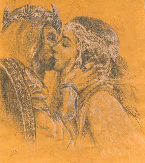 Aragorn and Arwen by Kiraya00 Watch Report Fan Art / Traditional Art / Arwen And Aragorn Art, Arwen Aragorn Art, Aragon And Arwen Fanart, Aragorn Illustration, Arwen And Aragorn Fanart, Aragorn And Arwen Fan Art, Arwen Fanart, Aragorn Art, Literary Couples