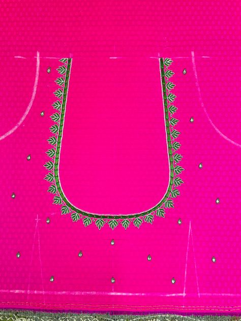 Simple Tread Works For Blouse, Tread Work Blouse Designs Simple Latest, Ikat Blouse Designs, Pink Blouse Designs, Embroidery Simple, Work Blouse Designs, Machine Embroidery Designs Projects, Ikat Blouse, Latest Embroidery Designs