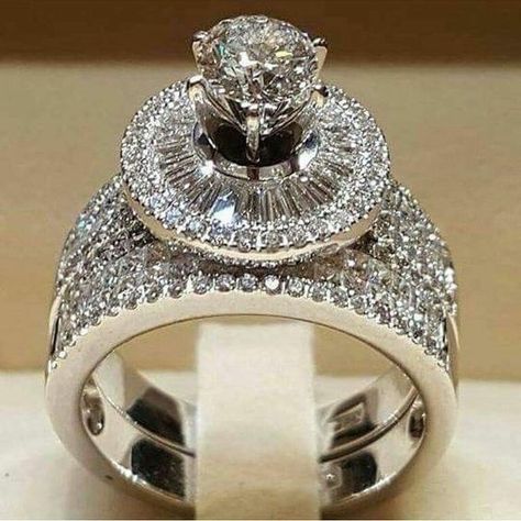 Free 2-day shipping. Buy 925 Sterling Silver Natural Zircon Diamond Gemstones Wedding Band Rings at Walmart.com خواتم خطوبة, Engagement Wedding Ring Sets, Round Engagement Rings, Bridal Wedding Rings, Silver Engagement Rings, Men's Jewelry Rings, Engagement Anniversary, Wedding Rings For Women, Engagement Ring Settings