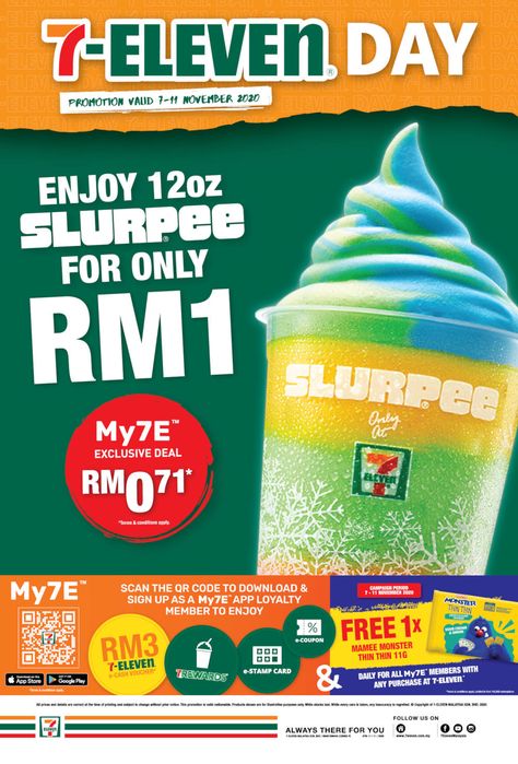 7 Eleven Day Promotion from 7 November 2020 until 11 November 2020 Promotional Poster Design, Band Banner, Band Banners, Bloxburg Town, Seven Eleven, Banner Online, 11 November, Food Mood, 7 Eleven