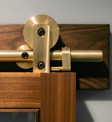 Our solid brass Swiss Rod sliding barn door hardware kit is the latest development to grace our Architectural Series line of hardware. One of the most opulent sliding hardware kits on the market. Brass Door Hardware, Modern Interior Door, Barn Door Installation, Modern Sliding Doors, Carriage Doors, Barn Door Designs, Modern Barn Door, Barn Door Track, Doors And Hardware